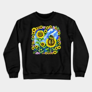 Bee On A Sunflower Crewneck Sweatshirt